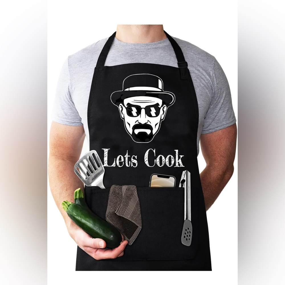 Black Apron with Graphic Print